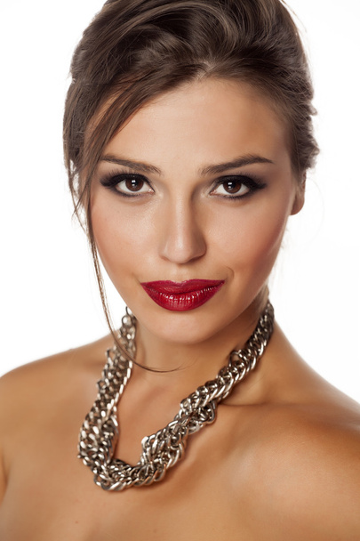 beautiful woman with necklace - Foto, Imagem
