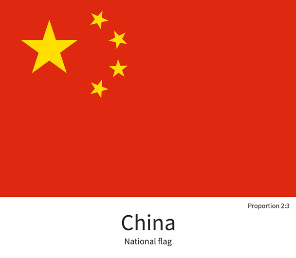 National flag of China with correct proportions, element, colors - Vector, Imagen