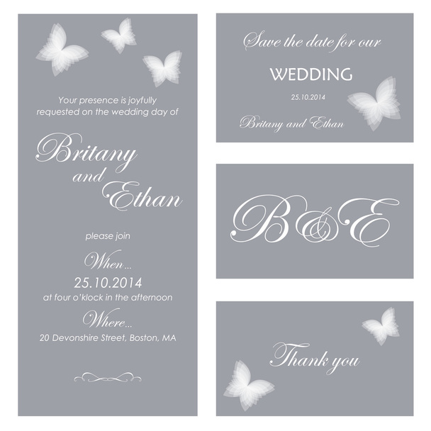Set of wedding cards or invitations - Vector, Image