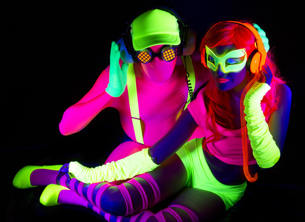 Seksi neon uv kızdırma dansçı  - Fotoğraf, Görsel