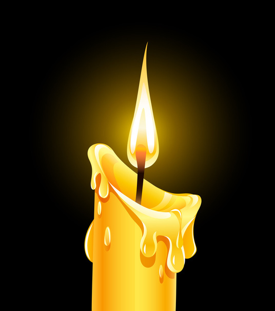 Fire of burning wax candle - Vetor, Imagem