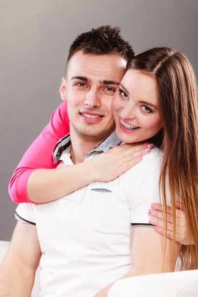 Happy smiling young couple hugging. Love. - Foto, Imagen