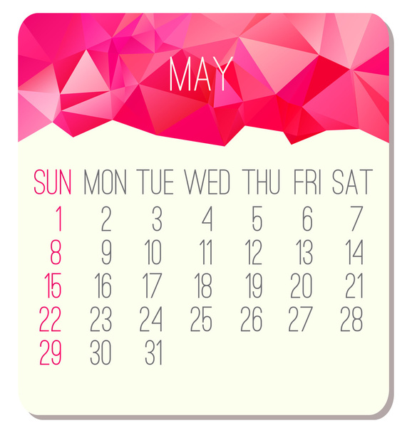 May 2016 monthly calendar - Vector, Image