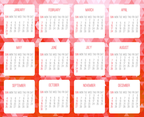Year 2016 monthly calendar - Vector, Image