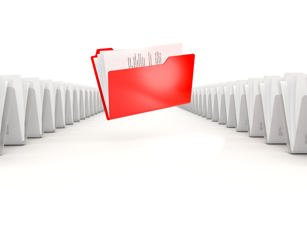 Red folder in a row - Φωτογραφία, εικόνα