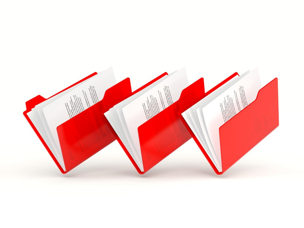 Three red folders in a row - Foto, Imagem