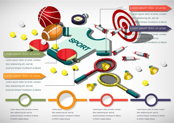 ilustración del concepto de equipamiento deportivo gráfico de info
 - Vector, Imagen