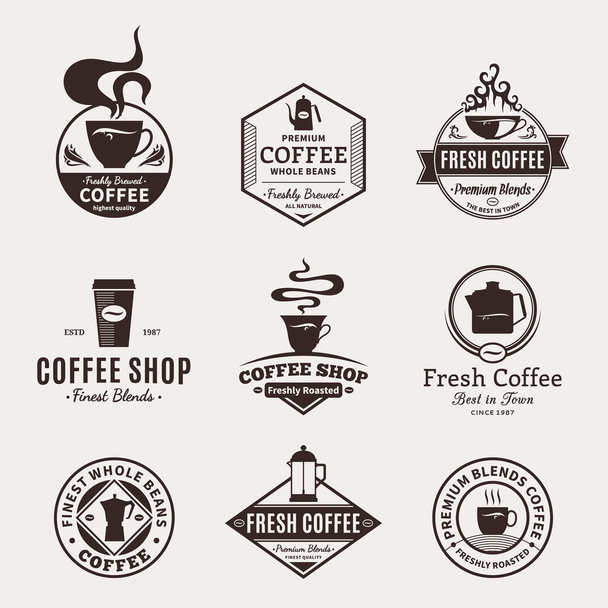 Verzameling van Vector Coffee Shop Labels, pictogrammen en ontwerpelementen - Vector, afbeelding