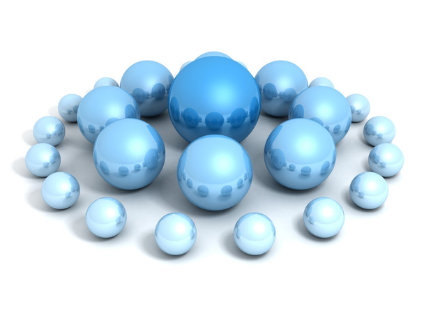 Concetto di leadership con sfere blu grandi e piccole dimensioni
 - Foto, immagini