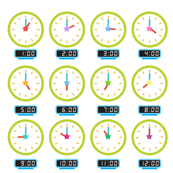 ρολόι που δείχνουν κάθε ώρα εικονογράφηση 2 - Διάνυσμα, εικόνα