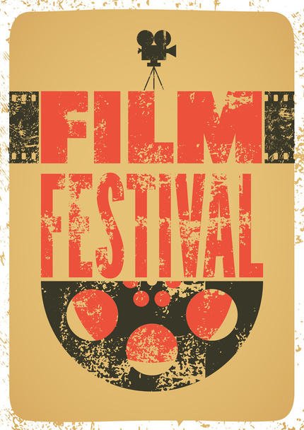 Film festival poster. Retro typographical grunge vector illustration. - Vektor, kép