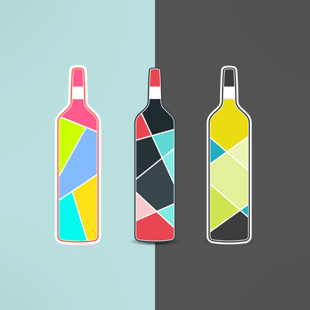 Vector wine bottles logo set - Διάνυσμα, εικόνα