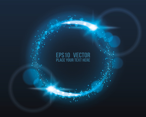 Blue Glowing Circle with Light Bursts - Vector, Image