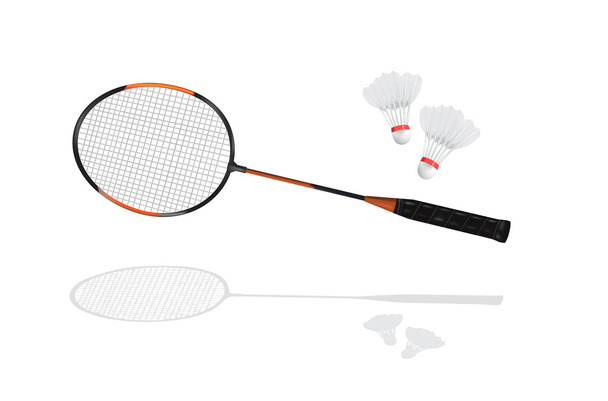 podrobné Badmintonové rakety a míčku ve vektorovém formátu - Vektor, obrázek