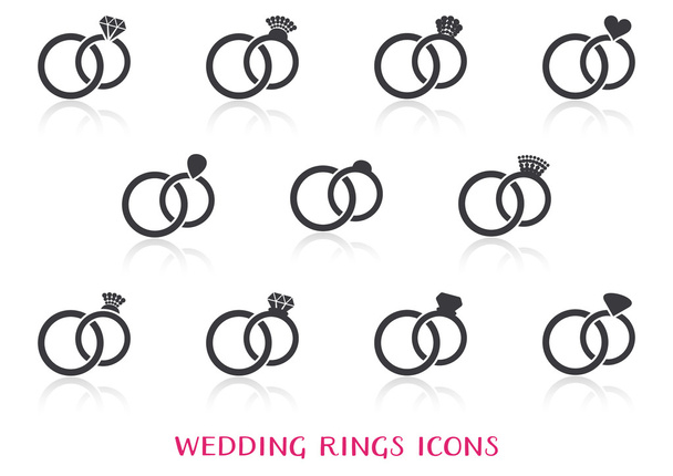 Vector wedding rings icons - Vector, Image