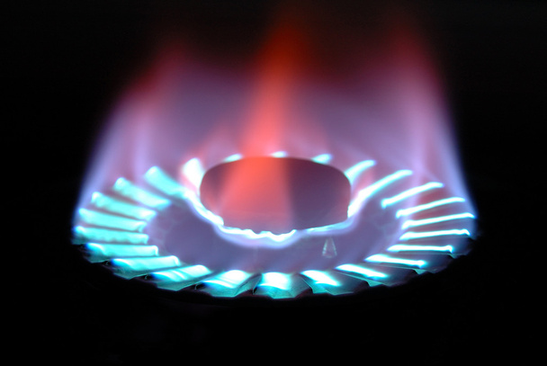 Flames of gas stove - Foto, afbeelding