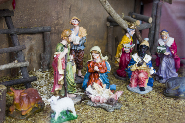 Syntymäaika Kristuksen ja Marian kanssa. Joulukohtaus. Koristelu
. - Valokuva, kuva