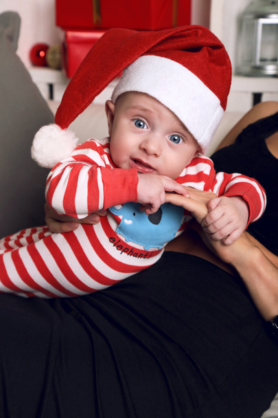 Cute Santa baby in hat - Foto, imagen