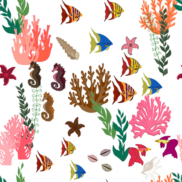 Marine fish and plant. - Vector, Image
