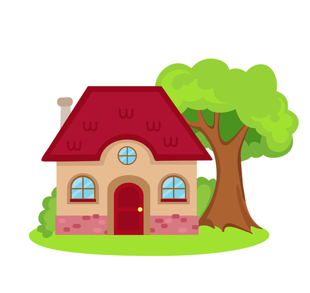 Vector cartoon illustration of house isolated on white background. - Vector, Image