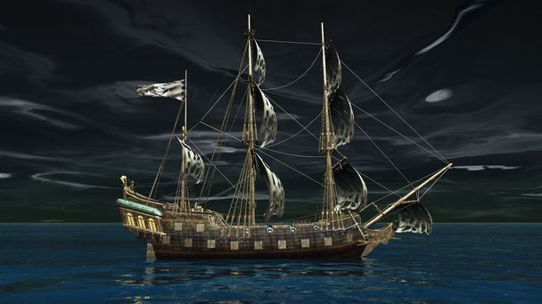 3D απεικόνιση του ένα ιστιοπλοϊκό σκάφος - Φωτογραφία, εικόνα