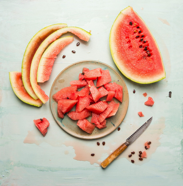 Sliced watermelon on plate - Fotó, kép