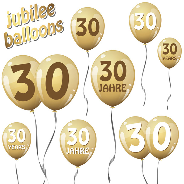 jubilee balloons 30 years - Vector, Image