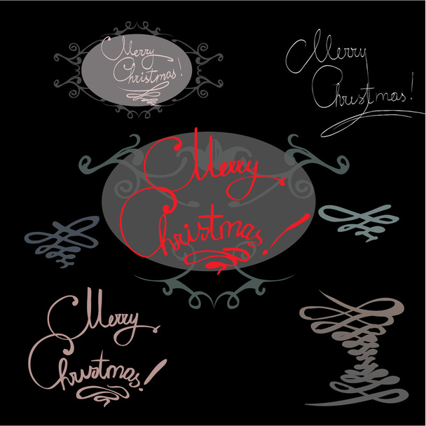 Template greeting handwriting calligraphy new year background vector, Merry Christmas - Vector, Image