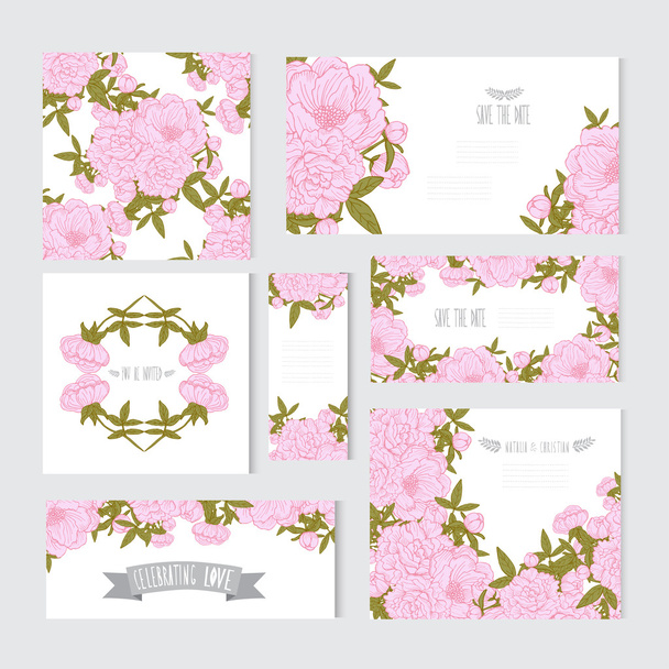 floral cards set - Vector, Image
