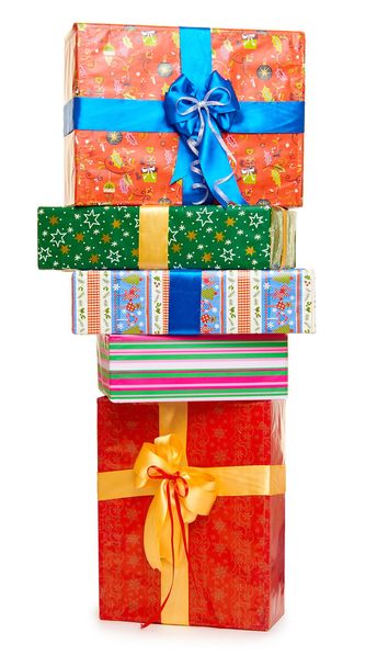 gift box stack - holiday object concept on white - Foto, Bild