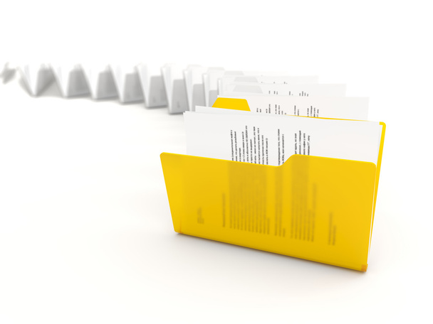 Dossier jaune dans une rangée
 - Photo, image
