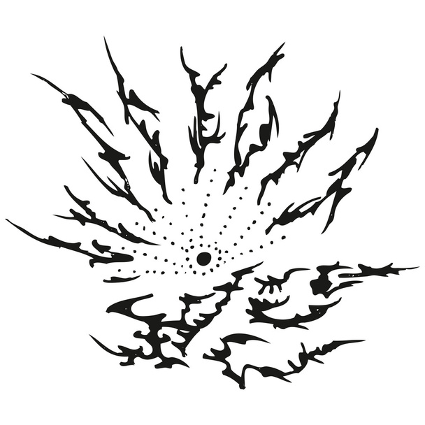 Abstract stylized B&W sun fire - Vector, Image