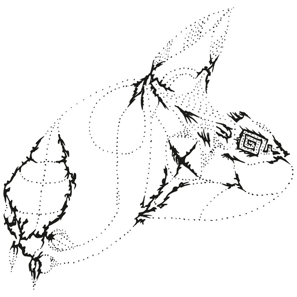 Streszczenie stylizowane B&W paskudny królik głowy - Wektor, obraz