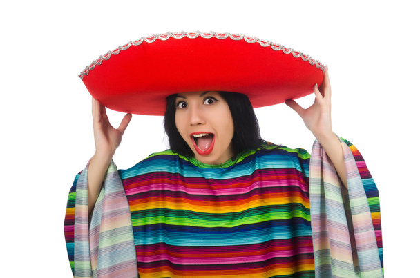 Μεξικού γυναίκα σε αστείες έννοια σε λευκό - Φωτογραφία, εικόνα