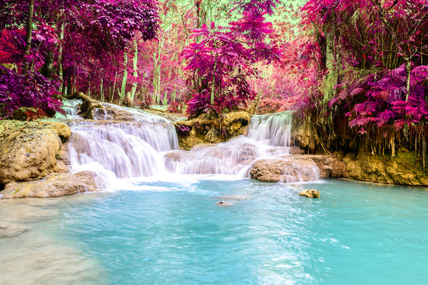 Водопад тропических лесов, водопад Тат Куанг Си в Луангпрабанге, Лоас
. - Фото, изображение