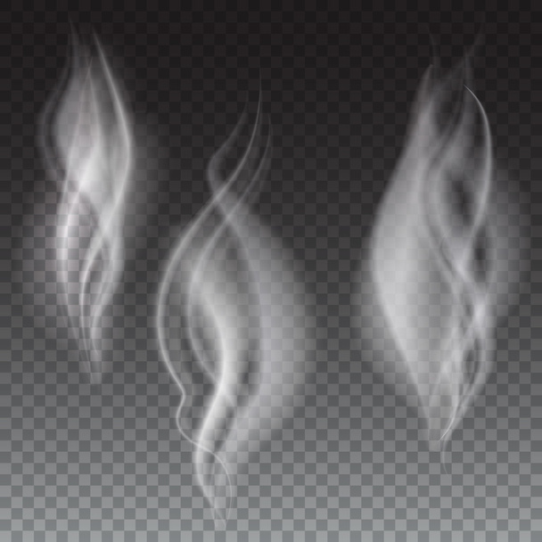 透明な白い煙の波 - ベクター画像