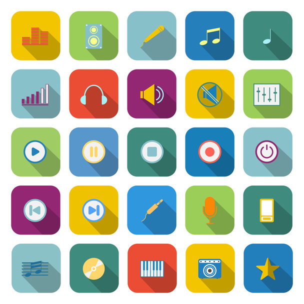 Music color icons with long shadow - Vecteur, image