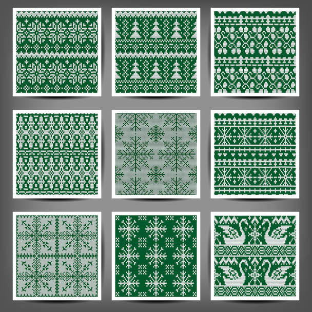 Set of seamless knitted patterns.  - Vecteur, image