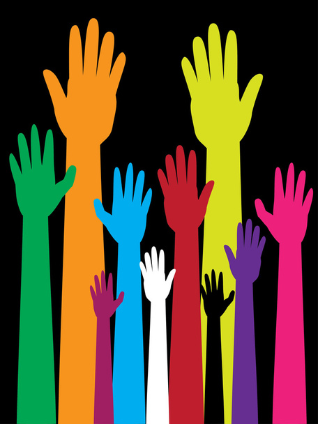Colorful Raised Hands - Vector, Image