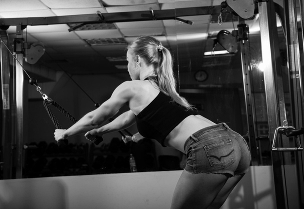 Jeune femme musclée faisant de l'exercice
 - Photo, image