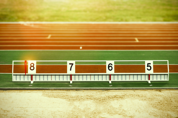 Athletics long jump sand pit with marks - Photo, Image