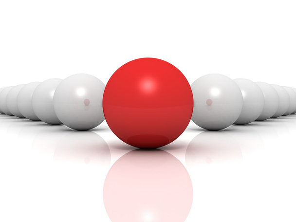 Egyéniség koncepció. piros egyedi vezető gömb - Fotó, kép