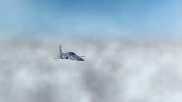 Rosyjski wojskowy myśliwca. Odrzutowiec. Latać w chmurach. Wonderfull zachód słońca. Cg realistycznych animacji 3d - Materiał filmowy, wideo