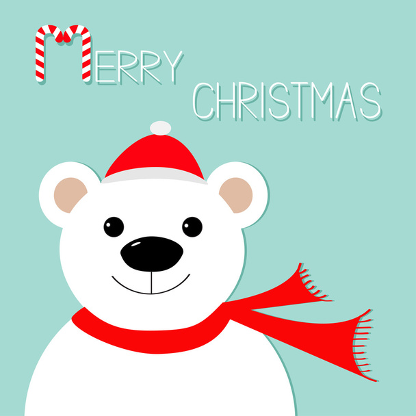 Eisbär mit Weihnachtsmann-Hut - Vektor, Bild