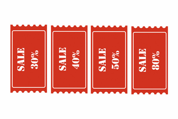 Rótulo vermelho da venda isolado no branco - Foto, Imagem