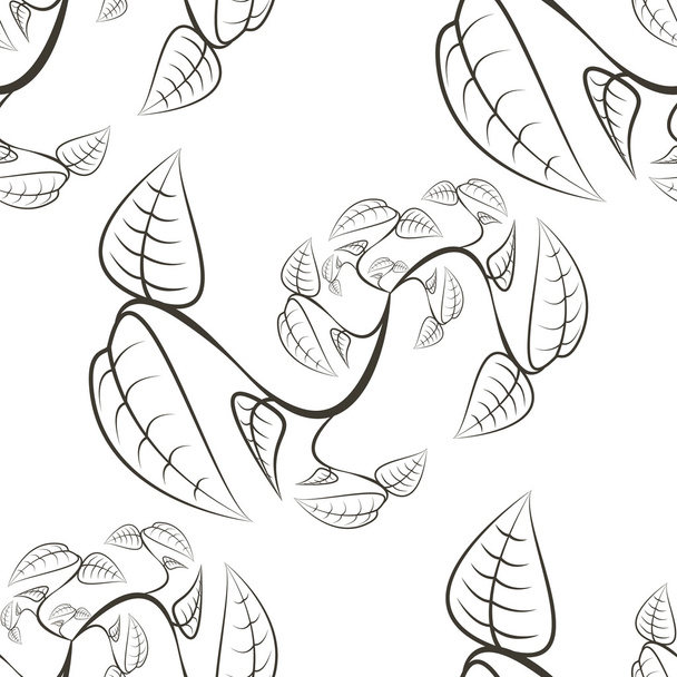Abstract plants seamless pattern of black and white - Wektor, obraz