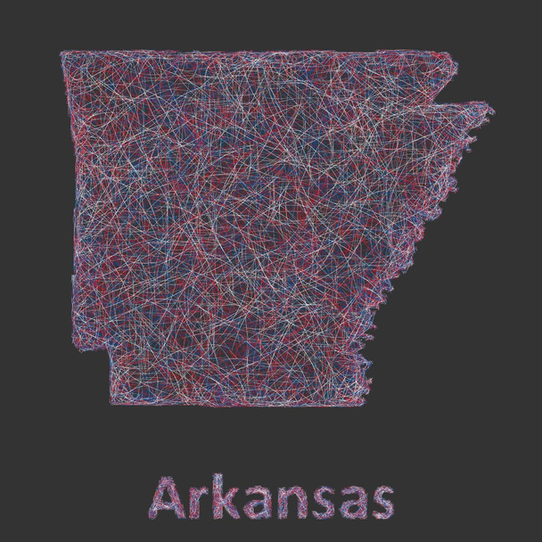 Värikäs linja taiteen kartta Arkansas State
 - Vektori, kuva