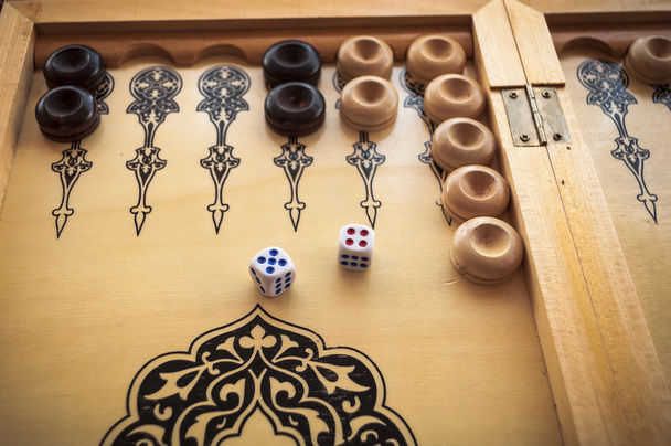 szüreti fa backgammon - Fotó, kép