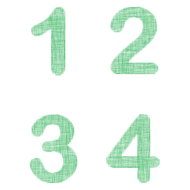 Sada písem zelené látky - čísla 1, 2, 3, 4 - Vektor, obrázek