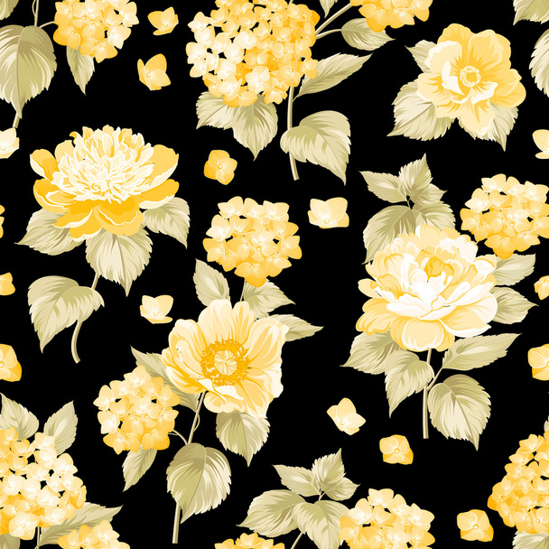 シームレスな黄色の花のパターン - ベクター画像